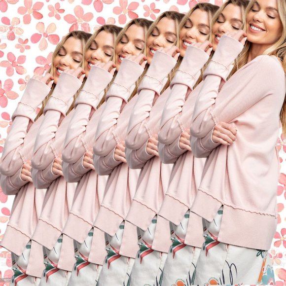 EASEL "SUPER COZY" Mineral Washed Distressed Seams Long Sleeved Top W/Side Slits - Picture 6 of 13